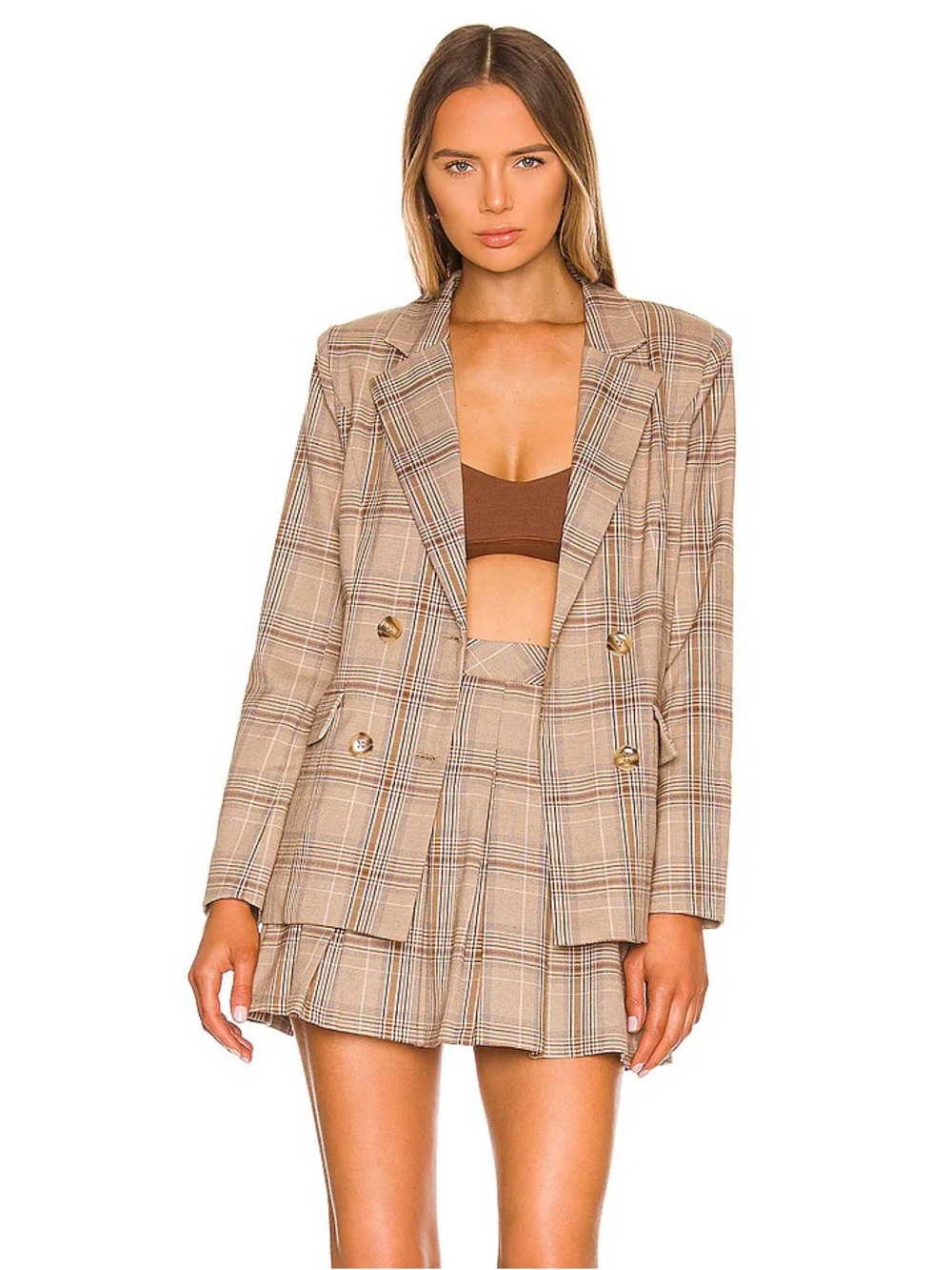 Majorelle Rhea Blazer & Shea Mini Skirt Plaid Matching Set Size XS